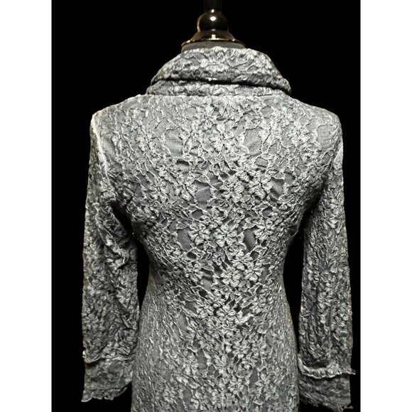 nwt Adore silver blue lace button up duster size small poly blend - Picture 8 of 11